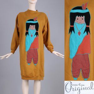 OS Vintage 90s Squaw Oversized Sweatshirt Dress